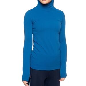 ATHLETA Women's Flurry Scuba Cool Weather Peacock Performance top